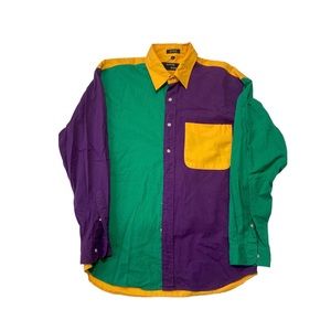 90s Color Block Button Up by Bayou Sport